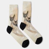 Pekingese schildering - Kute Original Dog Art Sokken (Rechts)