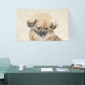 Pekingese schildering - Kute Original Dog Art Spandoek (Beurs)