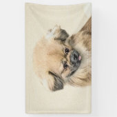 Pekingese schildering - Kute Original Dog Art Spandoek (Verticaal)