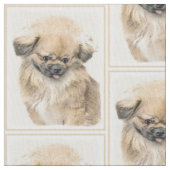 Pekingese schildering - Kute Original Dog Art Stof (Close Up)
