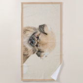 Pekingese schildering - Kute Original Dog Art Strandlaken (Voorkant)