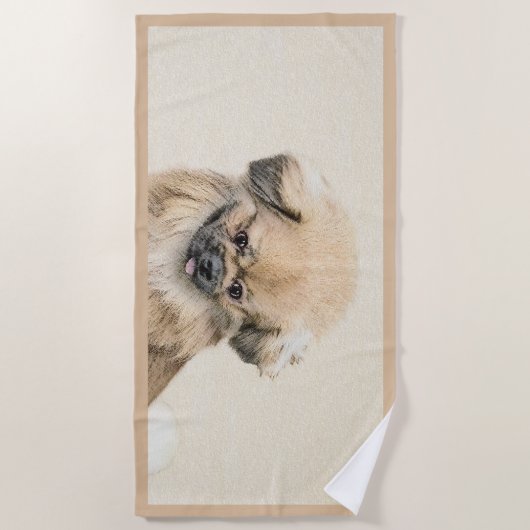 Pekingese schildering - Kute Original Dog Art Strandlaken (Voorkant)