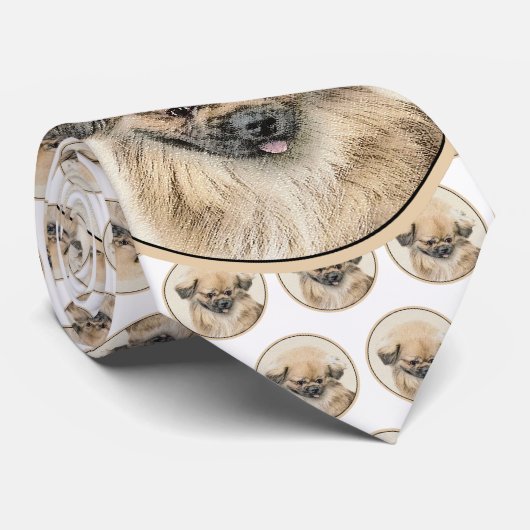 Pekingese schildering - Kute Original Dog Art Stropdas (Opgerold)