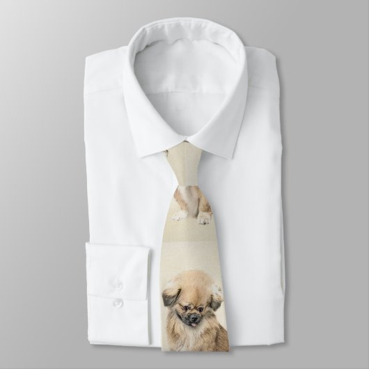 Pekingese schildering - Kute Original Dog Art Stropdas (Gebonden)