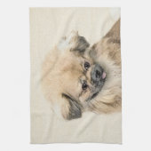 Pekingese schildering - Kute Original Dog Art Theedoek (Verticaal)