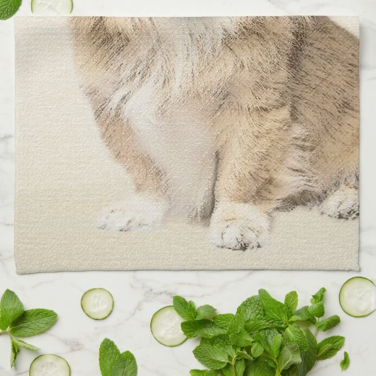 Pekingese schildering - Kute Original Dog Art Theedoek (Gevouwen)