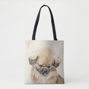 Pekingese schildering - Kute Original Dog Art Tote Bag
