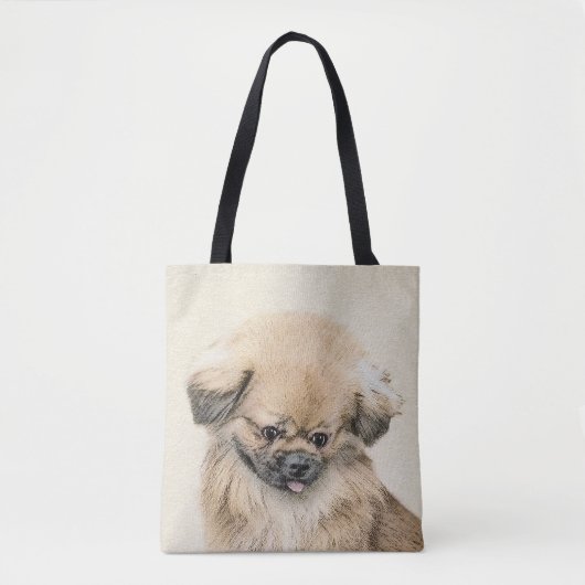 Pekingese schildering - Kute Original Dog Art Tote Bag (Voorkant)