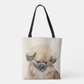 Pekingese schildering - Kute Original Dog Art Tote Bag (Achterkant)