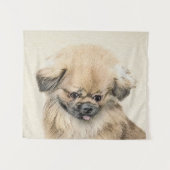 Pekingese schildering - Kute Original Dog Art Wandkleed (Voorkant (horizontaal))
