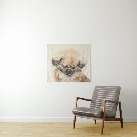 Pekingese schildering - Kute Original Dog Art Wandkleed (In Situ (horizontaal))