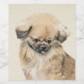 Pekingese schildering - Kute Original Dog Art Wijn Etiket (Enkel label)