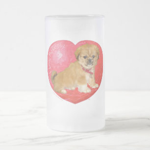 Pekingese / Shih Tzu Mix Valentijnsdag Matglas Bierpul