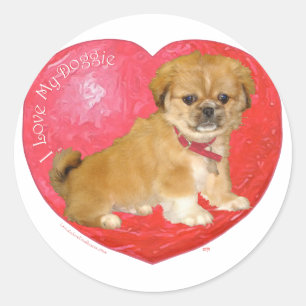 Pekingese / Shih Tzu Mix Valentijnsdag Ronde Sticker