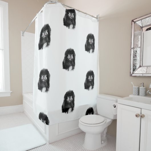 Pekingese Shower Curtain "Mork" Douchegordijn (In situ)