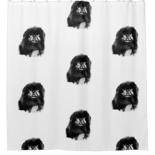 Pekingese Shower Curtain "Mork" Douchegordijn (Voorkant)