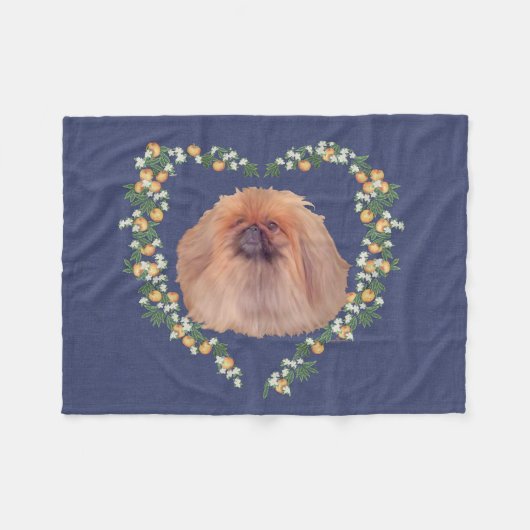 Pekingese Sinaasbloesem Fleece Deken (Voorkant (Horizontaal))