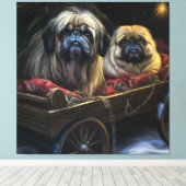 Pekingese Sneeuw Slede Kerst Decoratie  (Insitu (Houten vloer))