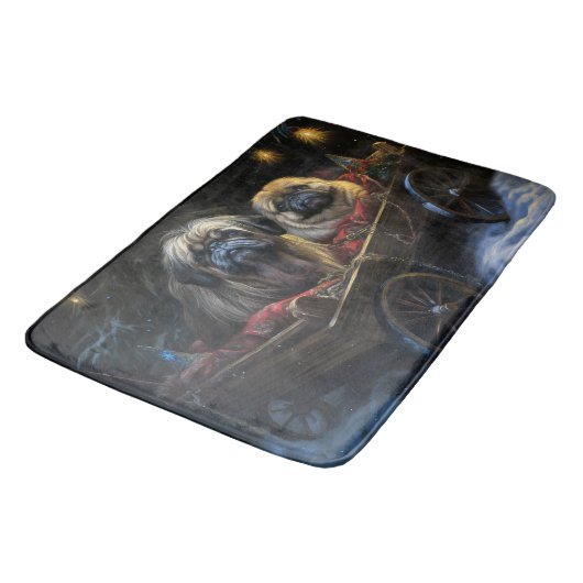 Pekingese Sneeuwslee Kerstdecoratie Badmat (Gekanteld)