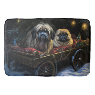 Pekingese Sneeuwslee Kerstdecoratie Badmat