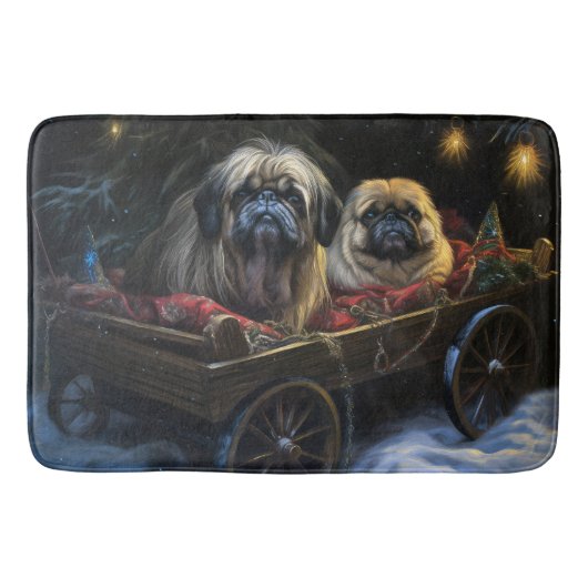 Pekingese Sneeuwslee Kerstdecoratie Badmat (Voorkant)