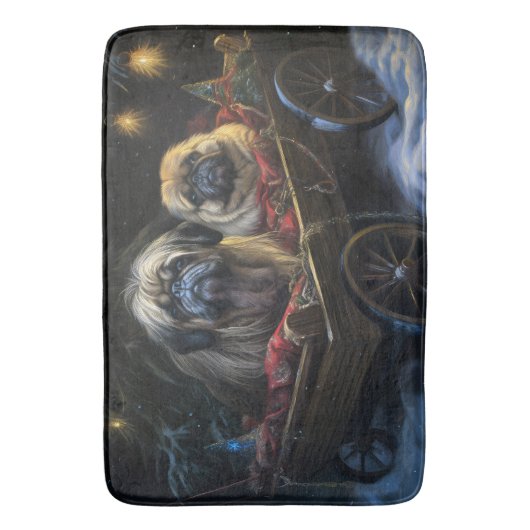 Pekingese Sneeuwslee Kerstdecoratie Badmat (Voorkant Verticaal)