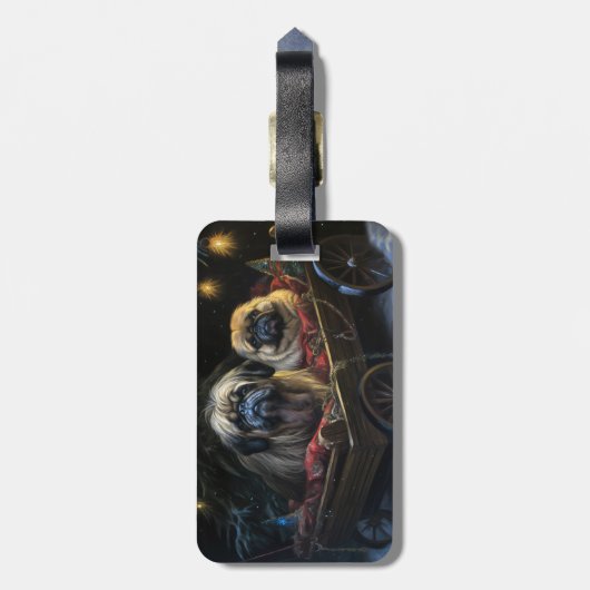 Pekingese Sneeuwslee Kerstdecoratie Bagagelabel (Achterkant verticaal)