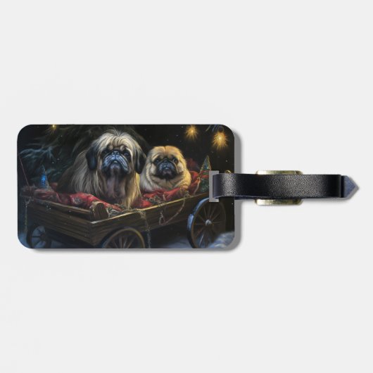 Pekingese Sneeuwslee Kerstdecoratie Bagagelabel (Achterkant horizontaal)