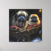 Pekingese Sneeuwslee Kerstdecoratie Canvas Afdruk (Voorkant)