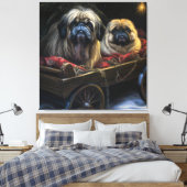 Pekingese Sneeuwslee Kerstdecoratie Canvas Afdruk (Insitu (Slaapkamer))