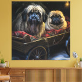Pekingese Sneeuwslee Kerstdecoratie Canvas Afdruk (Insitu (Woonkamer))