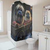 Pekingese Sneeuwslee Kerstdecoratie Douchegordijn (In situ)