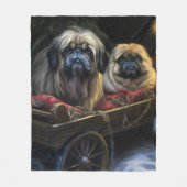 Pekingese Sneeuwslee Kerstdecoratie Fleece Deken (Voorkant)
