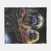 Pekingese Sneeuwslee Kerstdecoratie Fleece Deken (Voorkant (Horizontaal))