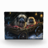 Pekingese Sneeuwslee Kerstdecoratie Fotoblokken (Voorkant)