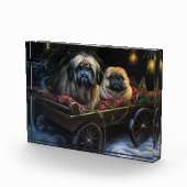 Pekingese Sneeuwslee Kerstdecoratie Fotoblokken (Rechts)
