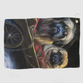 Pekingese Sneeuwslee Kerstdecoratie Golfhanddoek (Horizontaal)