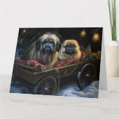 Pekingese Sneeuwslee Kerstdecoratie Kaart (Voorkant)