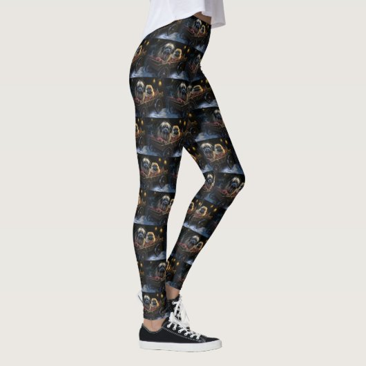 Pekingese Sneeuwslee Kerstdecoratie Leggings (Rechts)