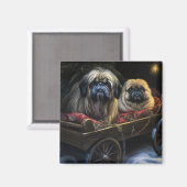Pekingese Sneeuwslee Kerstdecoratie Magneet (Voorkant / Achterkant)