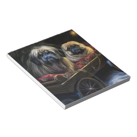 Pekingese Sneeuwslee Kerstdecoratie Notitieblok (Schuin)