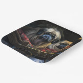 Pekingese Sneeuwslee Kerstdecoratie Papieren Bordje (Gebogen)