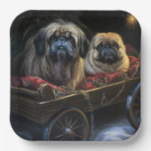 Pekingese Sneeuwslee Kerstdecoratie Papieren Bordje (Voorkant)
