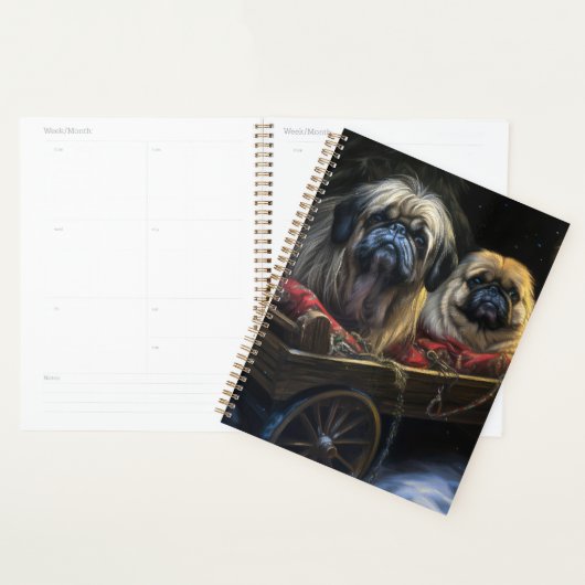 Pekingese Sneeuwslee Kerstdecoratie Planner (Display)
