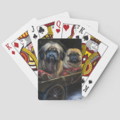 Pekingese Sneeuwslee Kerstdecoratie Pokerkaarten (Achterkant)