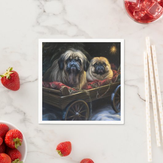Pekingese Sneeuwslee Kerstdecoratie Servet (Insitu)