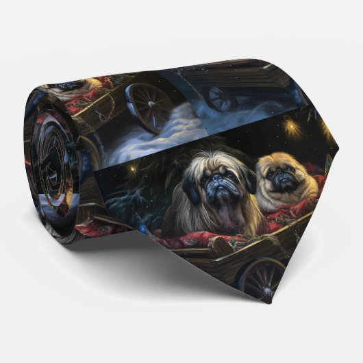 Pekingese Sneeuwslee Kerstdecoratie Stropdas (Opgerold)