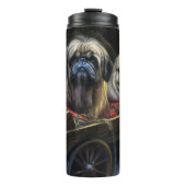 Pekingese Sneeuwslee Kerstdecoratie Thermosbeker (Voorkant)