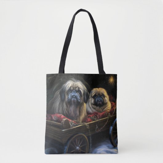 Pekingese Sneeuwslee Kerstdecoratie Tote Bag (Voorkant)