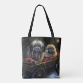Pekingese Sneeuwslee Kerstdecoratie Tote Bag (Achterkant)